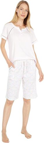 Karen Neuburger Women's Sleeve Top and Bermuda Short Bottom Pajama Set in Saudi Arabia