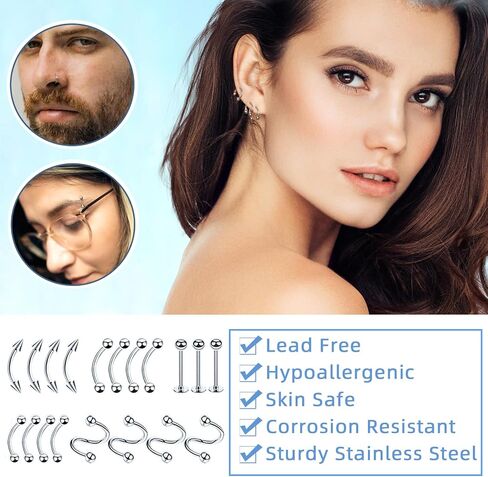 Tustrion 153Pcs Piercing Kits for all Piercings Professional with Piercing Jewelry and Tools for Nose Septum Belly Button Lip Ear Tongue Cartilage Eyebrow and More with 12G, 14G, 16G and 20G Piercing Needles in Saudi Arabia