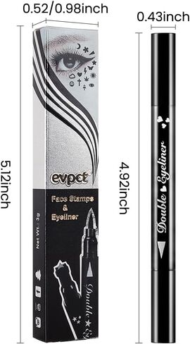 evpct 7Pcs Colored Eye Liners Face Stamp Cosplay Gothic Makeup Set Kit Accessories, Black Brown Purple Blue Red Pink Green Stamps Eyeliner, Star Flowers Heart Moon Triangle Lightning Butterfly Stamp in Kuwait