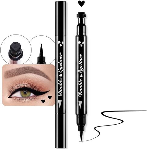 evpct 7Pcs Colored Eye Liners Face Stamp Cosplay Gothic Makeup Set Kit Accessories, Black Brown Purple Blue Red Pink Green Stamps Eyeliner, Star Flowers Heart Moon Triangle Lightning Butterfly Stamp in Kuwait
