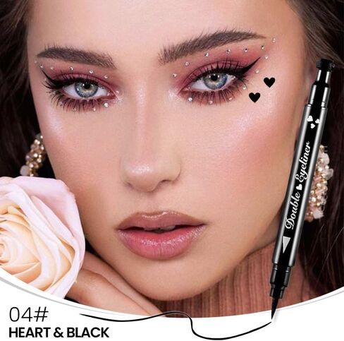 evpct 7Pcs Colored Eye Liners Face Stamp Cosplay Gothic Makeup Set Kit Accessories, Black Brown Purple Blue Red Pink Green Stamps Eyeliner, Star Flowers Heart Moon Triangle Lightning Butterfly Stamp in Kuwait