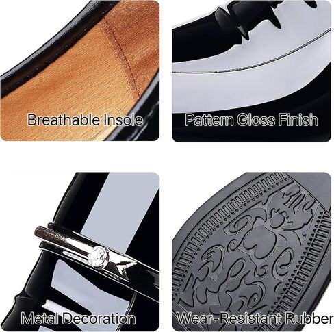 Men's Tuxedo Dress Shoes Formal Classic Faux Patent Leather Oxfords Business Wedding Derby Shoe for Men Cap Toe Wingtip Black Burgundy in Saudi Arabia