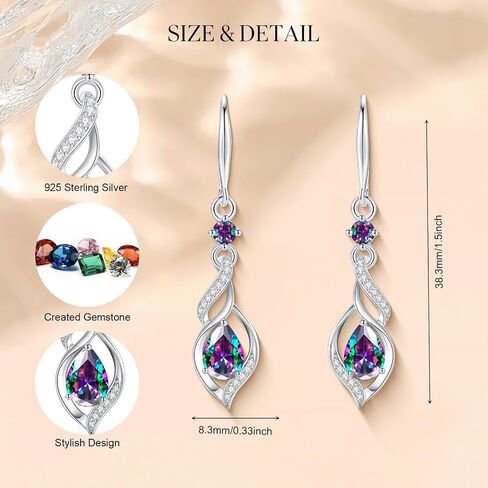 FANCIME Gift for Women Birthstone Dangle Earrings for Her Teardrop Birthstone Earrings S925 Sterling Silver infinity Love Birthday Gifts for Mom Women in Saudi Arabia