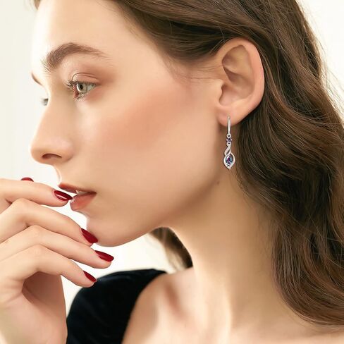 FANCIME Gift for Women Birthstone Dangle Earrings for Her Teardrop Birthstone Earrings S925 Sterling Silver infinity Love Birthday Gifts for Mom Women in Saudi Arabia