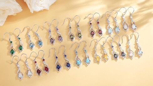 FANCIME Gift for Women Birthstone Dangle Earrings for Her Teardrop Birthstone Earrings S925 Sterling Silver infinity Love Birthday Gifts for Mom Women in Saudi Arabia
