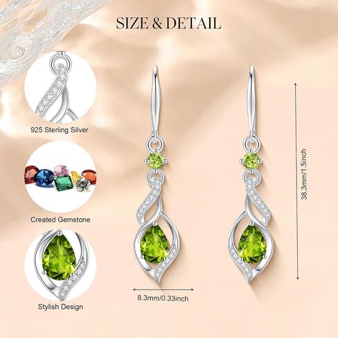 FANCIME Gift for Women Birthstone Dangle Earrings for Her Teardrop Birthstone Earrings S925 Sterling Silver infinity Love Birthday Gifts for Mom Women in Saudi Arabia