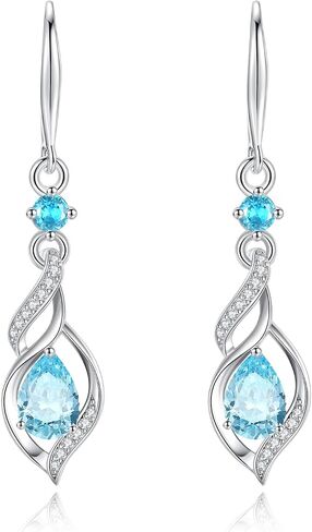 FANCIME Gift for Women Birthstone Dangle Earrings for Her Teardrop Birthstone Earrings S925 Sterling Silver infinity Love Birthday Gifts for Mom Women in Saudi Arabia