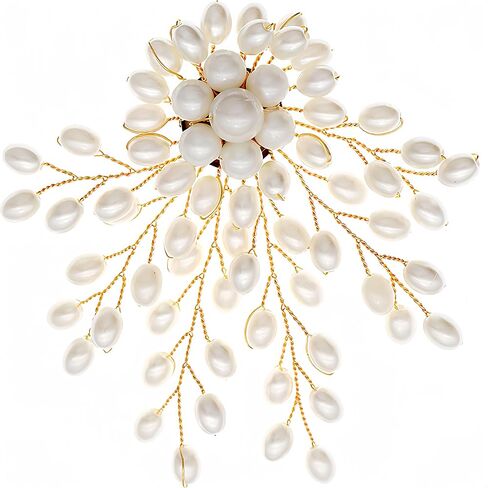 3inch Large Women's Brooch Pin Lapel Flower Pearl Brooch - Fashion Gold Vintage Simulated Crystal Pearl Rhinestone Floral Brooches for Women Bridal Wedding with Graceful Bling Bulk Costume Jewelry in Saudi Arabia