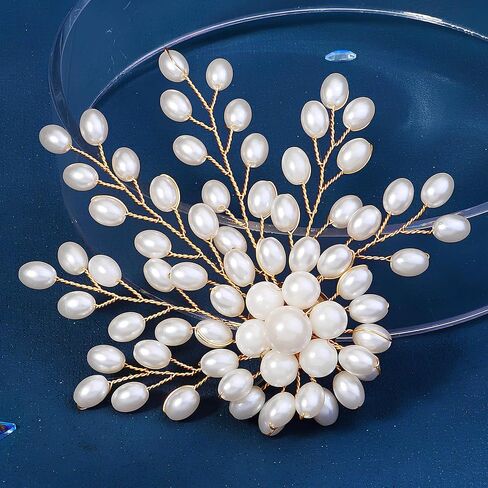 3inch Large Women's Brooch Pin Lapel Flower Pearl Brooch - Fashion Gold Vintage Simulated Crystal Pearl Rhinestone Floral Brooches for Women Bridal Wedding with Graceful Bling Bulk Costume Jewelry in Saudi Arabia