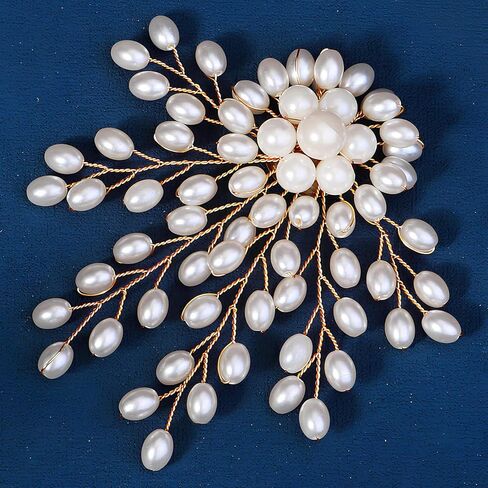 3inch Large Women's Brooch Pin Lapel Flower Pearl Brooch - Fashion Gold Vintage Simulated Crystal Pearl Rhinestone Floral Brooches for Women Bridal Wedding with Graceful Bling Bulk Costume Jewelry in Saudi Arabia