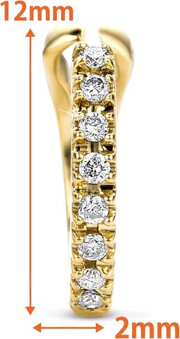14kt White/Yellow Gold Diamond Round Huggie Hoop Earrings - Featuring 16 Round-Cut Diamonds, Secure Prong Setting, and Comfortable Hinge Design Presented in a Luxury Gift Box in Saudi Arabia