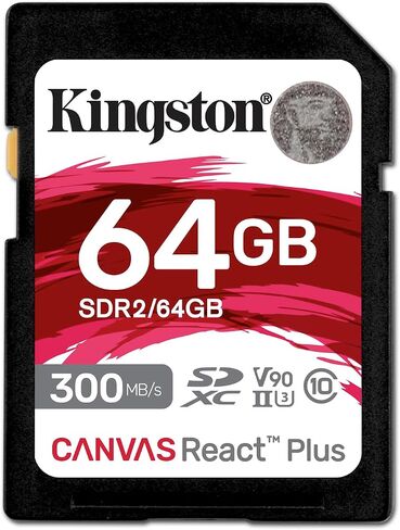 Kingston Canvas React Plus 64GB SD Card | SDXC UHS-II | 300R/260W U3 V90 | Full HD/4K/8K | SDR2/64GB in Saudi Arabia