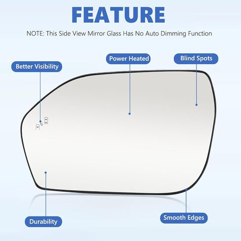 LB5Z‑17K707‑B / LB5Z‑17K707‑E Heated Side Mirror Glass,Side Blind Spot Function Wing Mirror Glass for 2020-2024 With Heating Function (Driver Side LB5Z-17K707-N) in Saudi Arabia