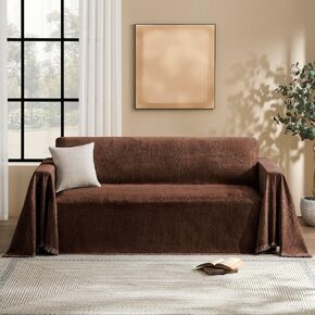 Couch Cover for Dogs Washable Coffee Couch Covers for 2 Cushion Couch, Chenille Sectional Couch Covers L Shape Sofa Cover, Furniture Protector for Kids, Pets, Coffee 71" X118"