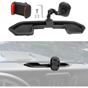 POETRYXIAO Phone Mount with Extension Arm Metal Ball Fit for 2020 2021 2022 2023 Jeep Wrangler JL JLU & Gladiator JT 4XE, Multi-Mount Phone Holder Dash Tray System Kit for Oil-Electric Version 4xe