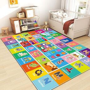 Kids Rug for Playroom, ABC Alphabet, Month, Weather, Week and Shapes Educational Learning Rug, Kids Play Mat Carpet for Bedroom Classroom, Toddler Baby Mat, Playtime (59X39.4 INCH)