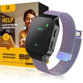 Motion Sickness Bands, Rechargeable Relieve Nausea Bands Relieve Nausea Electrode Stimulator Wrist Band Relief for Motion Sickness (Car, Air, Train, Sea) Anti-Nausea Wristband (Colorful)
