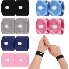 Motion Sickness Bands for Adults and Kids Anti-Nausea Acupressure Wristband for Car Sea Fly Travel Sickness Morning Sickness Relief for Pregnant Women Gift - 6 Pairs