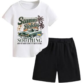 ملابس Gorglitter Boy Summer Tropical Tees و Shorts Set Set Locket