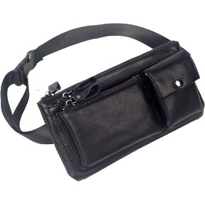 KPYWZER Vintage Leather Waist Bag Fanny Pack for Men Women Hip Bum Bag with Adjustable Strap for Outdoors Workout Traveling Casual Running Hiking Cycling Brown