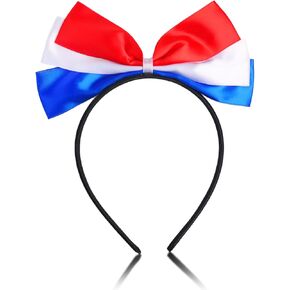 Hairband - Independence Day Headband with Red White and Blue Patriotic Bow, 4th of July Hair Accessories for Women Girls, Memorial Day Parade Decorations 1PCS