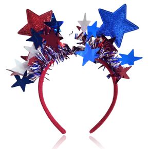 Independence Day Headband,4th of July Headband,Red White Blue Star Hair Accessories with Glitter, Patriotic 4th of July Party Supplies for Women, Sparkling Usa Flag Theme Headwear
