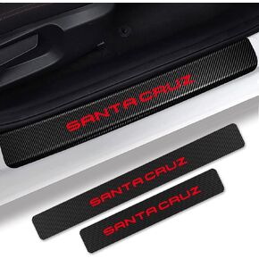 4pcs Carbon Fiber Texture Car Door Sill Protectors Compatible with Santa Cruz Door Sill Guard Trim Scuff Plate Stickers for Santa Cruz Accessories (White)
