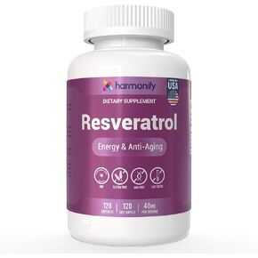 Resveratrol Supplement 120 Capsules, 400 mg Equivalent, 120 Day Supply, Gluten Free