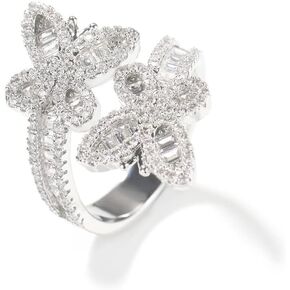 OIDIMS Butterfly Iced Out Baguette CZ RING RING ALL MATCH BLING PINKY RING خواتم الزفاف للنساء الهدية الفاخرة