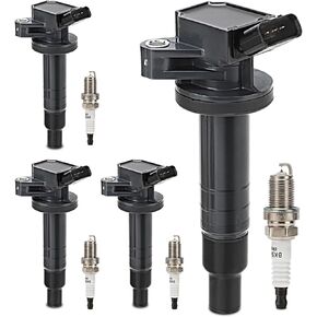 UF247 Ignition Coil & 4503 Double Iridium Spark Plug for 1999-2008 Toyota Corolla Matrix Celica MR2 Spyder/Chevy Prizm/Pontiac Vibe l4 1.8L Replaces# UF315 C1249 1ZZFE 9091902239 702526