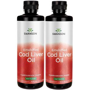 Swanson Emulsified Cod Liver Oil - Mint Flavor 16 fl oz Liq (2 Pack)
