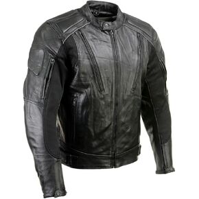 Milwaukee Leather LKM17007 Men's Premium Black Leather Motorcycle Bikers Rider Jacket w/CE Armor - Small