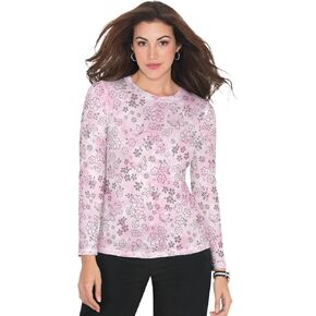 Stretch Presley Top Flower Burnout Pink White