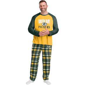FOCO NFL Green Bay Packers Men's Pajama Shirt and Pants Lounge Set