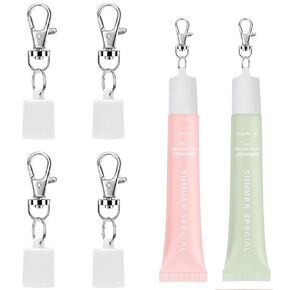 4Pcs Keychain Cap for Summer Fridays Lip Balm,Portable Lip Gloss Holder Keychain with Metal Clip,Universal Lip Balm Case for Aquaphor,Bubble Balms and Travel Essentials