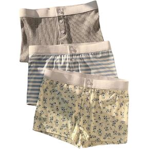 Women's 3 Pack Floral Mini Shorts Y2k Striped Elastic Waist Knitted Lounge Shorts