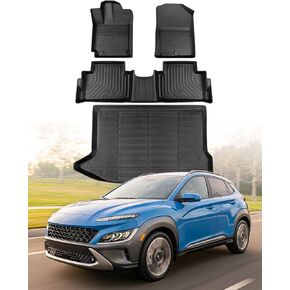 لمجموعة Hyundai Kona Floor Mats 2018-2023 ، (NO for EV) جميع الحصير الثقيل للماء وبطانة البضائع لملحقات Hyundai Kona 2023 2022 2021 2020 2019