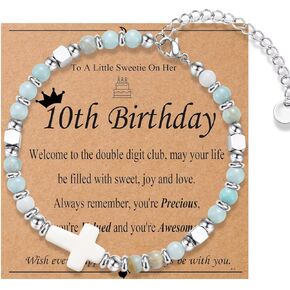 9th, 10th, 11th, 12th, 13th Birthday Gifts for Girls Cross Bracelets Teen Girls Jewelry for Daughter, Granddaughter, Niece