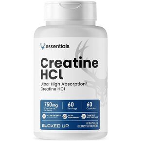 Bucked Up - Creatine HCL, 750mg Serving - 60 Servings (60 Capsules)