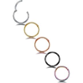 Xpircn 16G G23 Titanium Nose Ring Hoop Opal Dangle Septum Rings Clicker Lip Rings Daith Rook Helix Cartilage Earrings Hoop Piercing for Women Men in Saudi Arabia