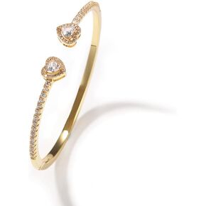Womens Cute Love Heart Open Cuff Bangle Bracelet 18K Gold Silver Plated Cubic Zirconia Bangle Bracelet, Heart Cuff Bracelet Hip Hop Jewelry Gift for Women in Saudi Arabia