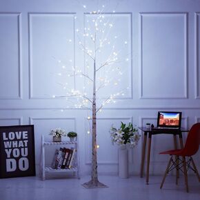 6Ft 96 LED Lighted Birch Tree with Twigs,LED Artificial Tree Lights, Light Up Tree for Indoor Outdoor Home Room Christmas Wedding Birthday Holiday Decoration
