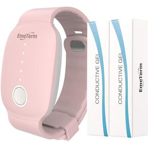 EmeTerm Fashion Pink Anti-Nausea Wristband Relieve Morning Motion Travel Sickness Rechargeable Drug Free Bands without Side Effects - Extra 2pack Conductive Gel