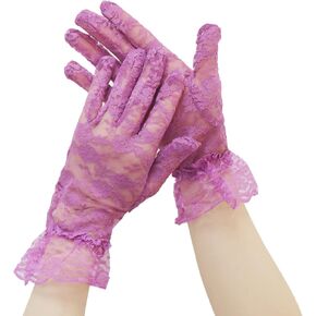 Women Short Lace Gloves Sheer Mesh Gloves Elegant Accessories for Wedding, Tea Party, Costume Parties