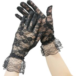 Women Short Lace Gloves Sheer Mesh Gloves Elegant Accessories for Wedding, Tea Party, Costume Parties in Saudi Arabia