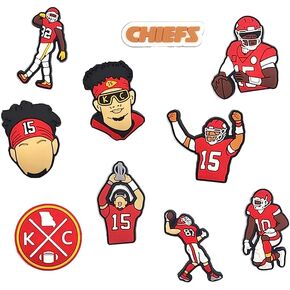 10PC Shoe Charms for crocs clogs Decoration, Team Charms for Chiefs sports fans