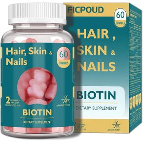 Biotin Gummies ، يدعم الشعر الصحي ، والجلد والأظافر ، والفيتامينات النباتية للنساء والرجال ، ويدعم نمو الشعر والأظافر الأقوى ، والبشرة الصحية ، و 30 يومًا