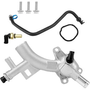 Aluminum Engine Coolant Housing Water Outlet with Hoses Compatible with 2011-2020 Chevy Cruze Sonic Trax Buick Encore 1.4L Replace 25193922