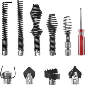 10-Piece Drain Cleaning Kit, Drain Cable Cutter Kit for 5/8"" (16mm) Port Heavy-Duty Cables; Compatible with K-400, C-4, C-6, C-7, C-8, and C-9 Models.