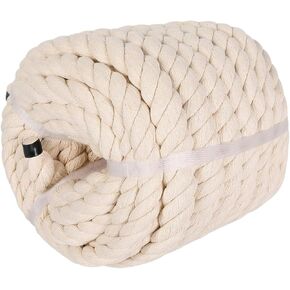 Natural Cotton Rope 1/2 Inch x 100 Feet| 4-Strand Thick White Rope| Twisted Cotton Rope | Soft Rope, Craft Rope for Nautical, Hanging, Railings, Decorating